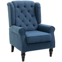 HOMCOM Button-Tufted Accent Chair With High Wingback, Rounded Cushioned Armrests And Thick Padded Seat -Cozy Living Deals Store GUEST 004053f1 9031 4462 bd07 efb4d1608d14