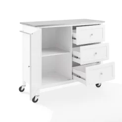 Soren Stainless Steel Top Kitchen Island/Cart Stainless Steel /White - Crosley -Cozy Living Deals Store GUEST 004cdb7d 2625 4fa2 bd6a 6a5616a73565