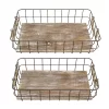2pc Rectangle Rustic Wood And Metal Basket Set Brown - Stonebriar Collection