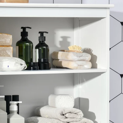 HOMCOM 63" Small Buffet With Hutch, 4-Door Kitchen Pantry, Freestanding Storage Cabinet With Adjustable Shelf For Dining Room, Living Room, White 4 HOMCOM 63" Small Buffet With Hutch, 4-Door Kitchen Pantry, Freestanding Storage Cabinet With Adjustable Shelf For Dining Room, Living Room, White - Image 4