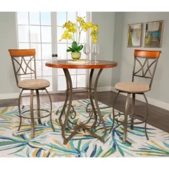 Carter Pub Bar Height Table Metal/Cherry - Powell Company -Cozy Living Deals Store GUEST 00c369f6 5faf 453d b0a5 0b4cae5b7756