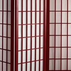 6 Ft. Tall Window Pane Shoji Screen - Rosewood (4 Panels)
