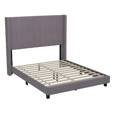 Emma And Oliver Upholstered Platform Bed With Vertical Channel Stitch Detail And Engineered Wood Frame - No Box Spring Required 1 Emma And Oliver Upholstered Platform Bed With Vertical Channel Stitch Detail And Engineered Wood Frame - No Box Spring Required