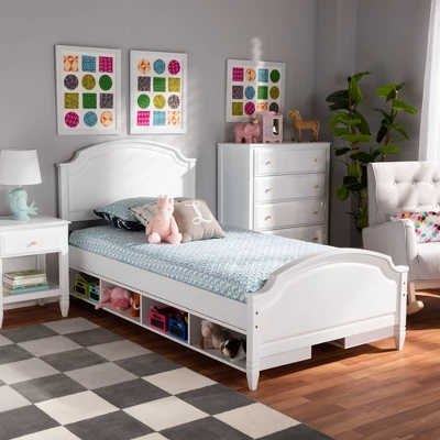 Elise Wood Storage Platform Bed White - Baxton Studio 4 Elise Wood Storage Platform Bed White - Baxton Studio - Image 4