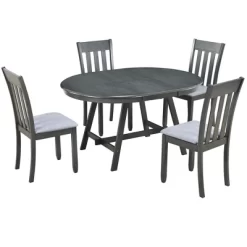 5 PCS Round Wood Extendable Dining Table Set With 4 Dining Chairs-ModernLuxe -Cozy Living Deals Store GUEST 01ce7566 5129 4017 b87a e2be86d7fdf9