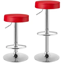 Costway 1 PC Round Bar Stool Adjustable Swivel Pub Chair U Leather With Footrest White Black Red 18 Costway 1 PC Round Bar Stool Adjustable Swivel Pub Chair U Leather With Footrest White Black Red -Cozy Living Deals Store GUEST 022eb734 3831 415e a901 5ff3042228dc