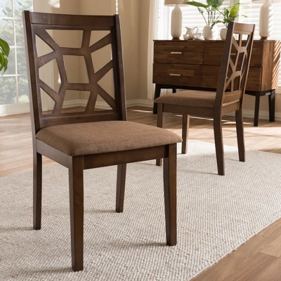 Set Of 2 Abilene Midcentury Fabric Upholstered And Walnut Finished Dining Chairs Brown - Baxton Studio 4 Set Of 2 Abilene Midcentury Fabric Upholstered And Walnut Finished Dining Chairs Brown - Baxton Studio - Image 4