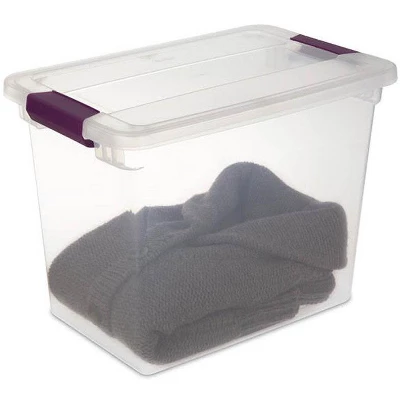 Sterilite 27 Quart Clear Latch Lid Stackable Storage Box Tote, 6 Pack, And Medium Clear Latch Lid File Clip Box, 4 Pack For Household Organization 5 Sterilite 27 Quart Clear Latch Lid Stackable Storage Box Tote, 6 Pack, And Medium Clear Latch Lid File Clip Box, 4 Pack For Household Organization - Image 5