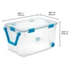 Sterilite 120qrt. Multipurpose Clear Plastic Storage Container Box With Latching Lids And 2 Rear Wheels