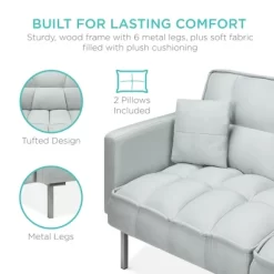 Best Choice Products Convertible Living Room Linen Fabric Tufted Split-Back Futon Sofa W/ 2 Pillows 13 Best Choice Products Convertible Living Room Linen Fabric Tufted Split-Back Futon Sofa W/ 2 Pillows -Cozy Living Deals Store GUEST 035df06b 1949 473c 80f6 2e8827bd1dcb