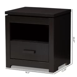 Bienna Modern And Contemporary Finished 1 Drawer Nightstand Dark Brown - Baxton Studio -Cozy Living Deals Store GUEST 037f88ff 09ec 444e 88ac a437b2f19374