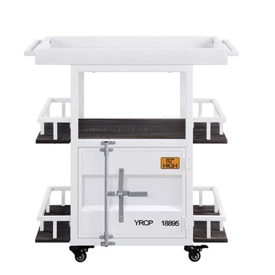 Cargo Serving Cart Antique Walnut/White - Acme Furniture 1 Cargo Serving Cart Antique Walnut/White - Acme Furniture