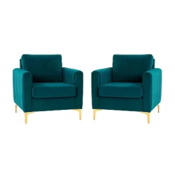 Set Of 2 Iapygia Contemporary Tufted Wooden Upholstered Club Chair With Metal Legs For Bedroom Club Chair| ARTFUL LIVING DESIGN -Cozy Living Deals Store GUEST 0423b0e3 dde5 493d b605 303a1c0d868f