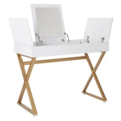 Juliette Vanity Desk Gold Legs With Top White - OSP Home Furnishings