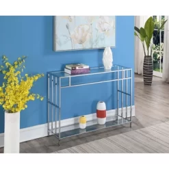 Mission Glass Console Table Chrome - Breighton Home