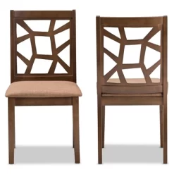 Set Of 2 Abilene Midcentury Fabric Upholstered And Walnut Finished Dining Chairs Brown - Baxton Studio