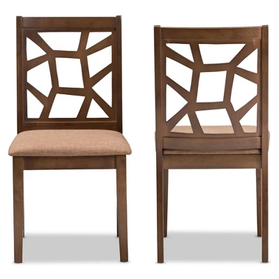 Set Of 2 Abilene Midcentury Fabric Upholstered And Walnut Finished Dining Chairs Brown - Baxton Studio 1 Set Of 2 Abilene Midcentury Fabric Upholstered And Walnut Finished Dining Chairs Brown - Baxton Studio