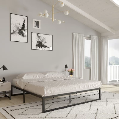 Merrick Lane 14 Inch Steel Bed Frame With Steel Slat Support For Any Mattress (No Box Spring Required) 4 Merrick Lane 14 Inch Steel Bed Frame With Steel Slat Support For Any Mattress (No Box Spring Required) - Image 4