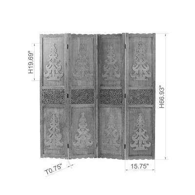 Legacy Decor 4 Panel Room Divider With Handcrafted Design And Brown Finish 1 Legacy Decor 4 Panel Room Divider With Handcrafted Design And Brown Finish