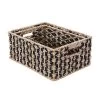 Villacera Rectangle Hand Weaved Wicker Baskets Made Of Water Hyacinth | Nesting Black And Natural Seagrass Bins | Set Of 2