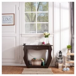 Coralli Modern Cut Out Sofa Table Walnut - HOMES: Inside + Out -Cozy Living Deals Store GUEST 059225fc 35b0 465b 849d 38d8ebaf4ec6