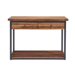 Claremont Rustic Wood Console Table With Two Drawers And Low Shelf Dark Brown - Alaterre Furniture -Cozy Living Deals Store GUEST 05acac5b 5fe7 4ae3 8f43 014af32aa49e