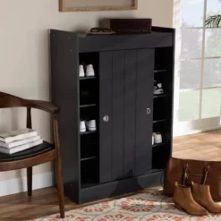 2 Door Leone Finished Wood Entryway Shoe Storage Cabinet Black - Baxton Studio 10 2 Door Leone Finished Wood Entryway Shoe Storage Cabinet Black - Baxton Studio -Cozy Living Deals Store GUEST 0611fa15 07f6 4278 91be cb0db34930db
