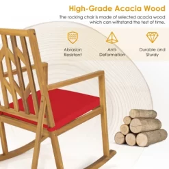 Tangkula Outdoor Rocking Chair Acacia Wood Armrest Cushioned Sofa W/Removable High-Density Cushion For Garden -Cozy Living Deals Store GUEST 0632b651 974f 4a15 bea3 cc4a0e7d8d51