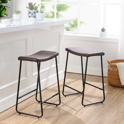 Set Of 2 Easton Saddle Counter Height Barstools Brown/Black - Acessentials 1 Set Of 2 Easton Saddle Counter Height Barstools Brown/Black - Acessentials