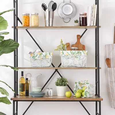 Design Imports Set Of 3 Antique Chicken Wire Lemon Print Liner Baskets White 5 Design Imports Set Of 3 Antique Chicken Wire Lemon Print Liner Baskets White - Image 5