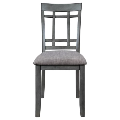 6-Piece Farmhouse Rustic Wooden Dining Table Set With 4 Chairs And Bench, Antique Gray - ModernLuxe 8 6-Piece Farmhouse Rustic Wooden Dining Table Set With 4 Chairs And Bench, Antique Gray - ModernLuxe - Image 8