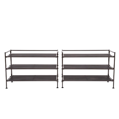 Seville Classics 2pk 3 Tier Stackable Resin Slat Shoe Racks Espresso 7 Seville Classics 2pk 3 Tier Stackable Resin Slat Shoe Racks Espresso - Image 7
