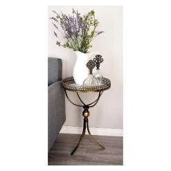 Metal And Glass Round Pedestal Table Gold - Olivia & May -Cozy Living Deals Store GUEST 0696e0b1 2134 41b9 a092 e76d13a2d64a