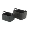 Set Of 2 Leather Storage Baskets Brown - Olivia & May