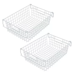 Set Of 2 Storage Bins - Basket Set For Toy, Kitchen, Closet, And Bathroom Storage - Large Shelf Organizers With Handles By Home-Complete (White) -Cozy Living Deals Store GUEST 0750832a 2b40 4053 b825 62c2f76e71d6