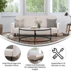 Merrick Lane Mid Century Modern Split-Back Sofa Futon With 3 Recline Positions -Cozy Living Deals Store GUEST 078fa84e 5a61 4540 957c 1e32f52c5b7b