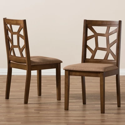 Set Of 2 Abilene Midcentury Fabric Upholstered And Walnut Finished Dining Chairs Brown - Baxton Studio 5 Set Of 2 Abilene Midcentury Fabric Upholstered And Walnut Finished Dining Chairs Brown - Baxton Studio - Image 5