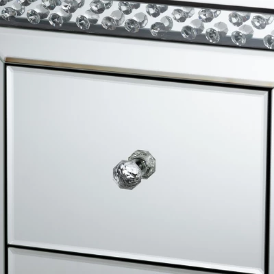 Baxton Studio Mina Mirrored 2 Drawer Nightstand Bedside Table Silver - BaxtonStudio 4 Baxton Studio Mina Mirrored 2 Drawer Nightstand Bedside Table Silver - BaxtonStudio - Image 4