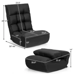 Costway 4-Position Floor Chair Folding Lazy Sofa W/Adjustable Backrest & Headrest