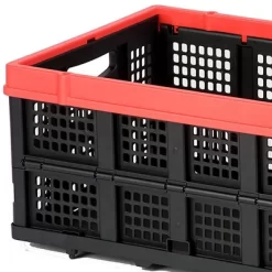 Magna Cart Tote 22" X 16" X 11" Lightweight Collapsible And Stackable Plastic Storage Crate For Home Offices And Garages, Black & Red -Cozy Living Deals Store GUEST 084d8cff 3c53 4bf8 a73f 69d8f89f6207