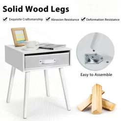 Costway Mid-Century Nightstand End Accent Bedside Table W/ Fabric Drawer Rustic White 15 Costway Mid-Century Nightstand End Accent Bedside Table W/ Fabric Drawer Rustic White -Cozy Living Deals Store GUEST 08601b68 bf79 40e9 8be3 60a028e073fd