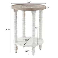 LuxenHome White And Natural Wood Round Accent Side Table With Storage. -Cozy Living Deals Store GUEST 089c9da4 e299 4235 8bc4 8172d7cbda5b