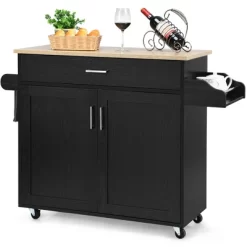 Costway Rolling Kitchen Island Cart Storage Cabinet W/ Towel & Spice Rack WhiteBlackCherryGray -Cozy Living Deals Store GUEST 090feffd d272 412d 87d4 04caeb205a8a