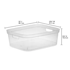 Sterilite 5.25 X 12.25 X 15 Inch Medium Modern Storage Bin W/ Comfortable Carry Through Handles & Banded Rim For Household Organization, Clear 16 Pack