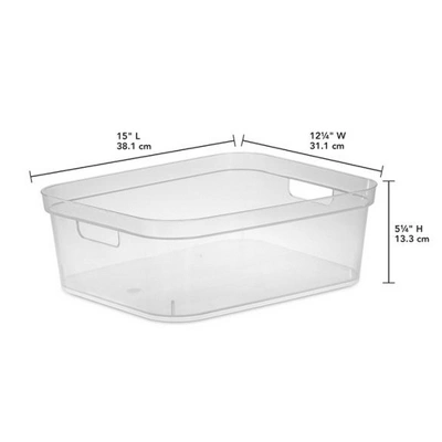 Sterilite 5.25 X 12.25 X 15 Inch Medium Modern Storage Bin W/ Comfortable Carry Through Handles & Banded Rim For Household Organization, Clear 16 Pack 1 Sterilite 5.25 X 12.25 X 15 Inch Medium Modern Storage Bin W/ Comfortable Carry Through Handles & Banded Rim For Household Organization, Clear 16 Pack