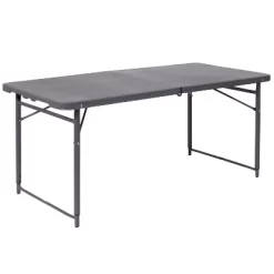 Flash Furniture 4-Foot Height Adjustable Bi-Fold Dark Gray Plastic Folding Table With Carrying Handle -Cozy Living Deals Store GUEST 0922bb0b f5d2 4c23 8d2d a84f7e7ec737