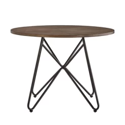 42" Leonard Round Dining Table With Black Iron Legs Walnut Finish - Inspire Q