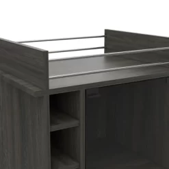 TUHOME Portable Dukat Wine And Liquor Bar Storage Display Cabinet Cart With Glass Door, 4 Wheels, 2 Shelves, And 6 Cubbies -Cozy Living Deals Store GUEST 098c8654 a7e3 477a 8372 fe6bb9c21043