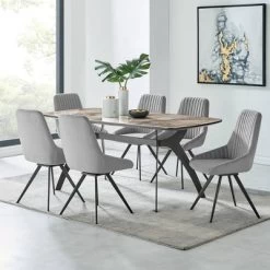 7pc Andes And Alison Rectangular Dining Set Gray - Armen Living