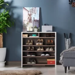 Farrar Contemporary Shoe Cabinet Chestnut Brown/White - HOMES: Inside + Out -Cozy Living Deals Store GUEST 0a0374b1 69cb 4880 b0bd 9e36901030c7